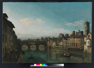 ヴェッキオ橋があるフィレンツェのアルノ、1745年頃 作： Bernardo Bellotto